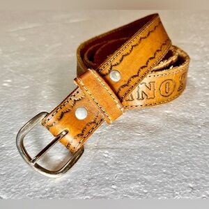 Vintage Brown Leather Belt with Silver Buckle